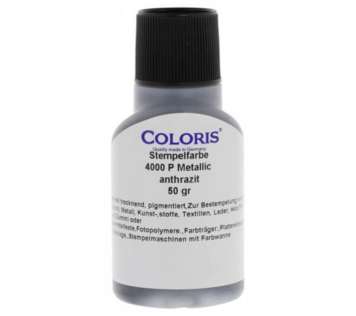 Sneldrogend Stempelinkt | Metallic Antraciet | Coloris 4000 P | 50 ml